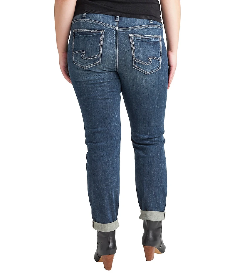 Silver Jeans Co. Plus Size Slim Leg Roll Up Hem Boyfriend Jeans