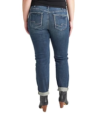 Silver Jeans Co. Plus Size Slim Leg Roll Up Hem Boyfriend Jeans