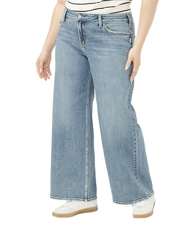 Silver Jeans Co. Plus Size Suki Mid Rise Wide Leg Jeans