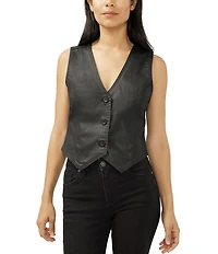 Silver Jeans Co. Sleeveless Coated Denim Vest