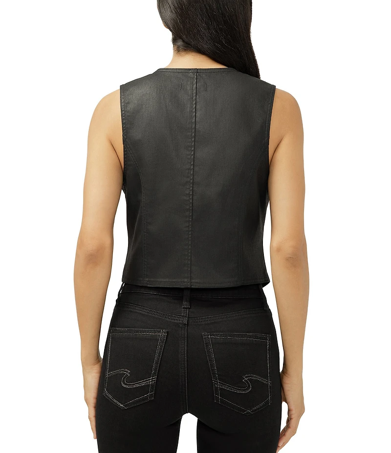 Silver Jeans Co. Sleeveless Coated Denim Vest