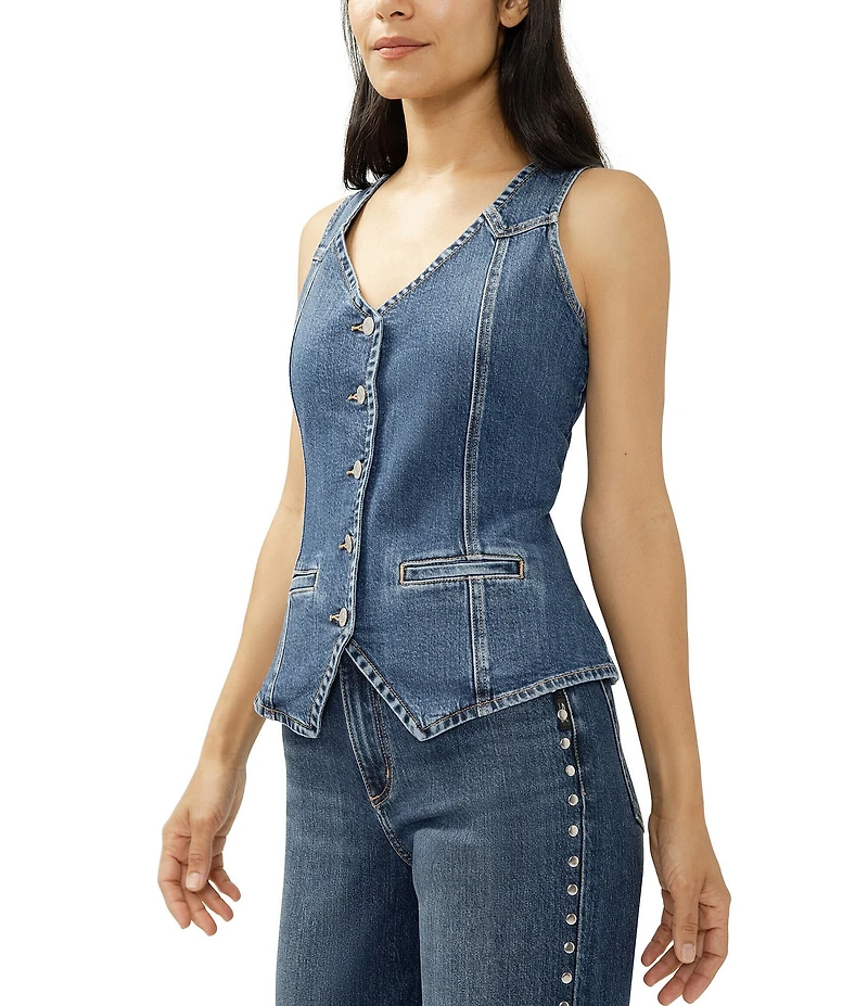 Silver Jeans Co. Sleeveless Longline Denim Vest