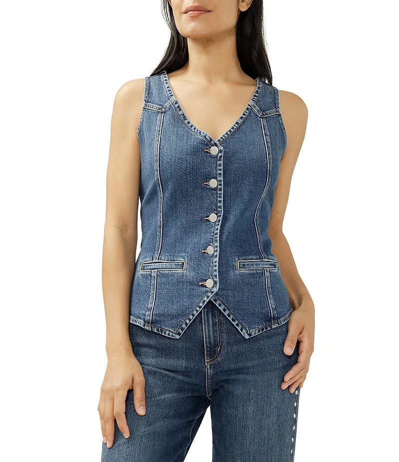Silver Jeans Co. Sleeveless Longline Denim Vest
