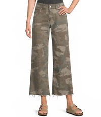 Silver Jeans Co. Suki Camouflage Printed Mid Rise Cropped Wide Leg Jeans