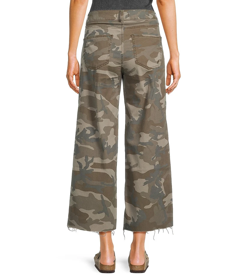Silver Jeans Co. Suki Camouflage Printed Mid Rise Cropped Wide Leg Jeans