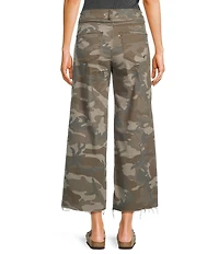 Silver Jeans Co. Suki Camouflage Printed Mid Rise Cropped Wide Leg Jeans