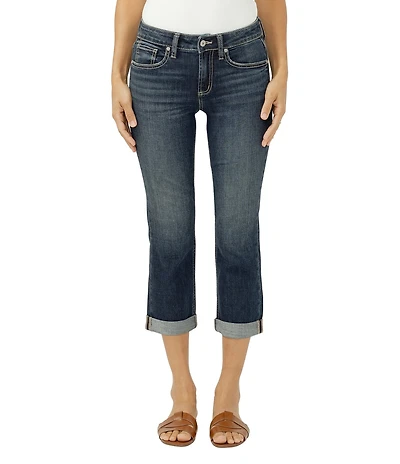 Silver Jeans Co. Suki Mid Rise Curvy Fit Americana Luxe Stretch Capri Jeans