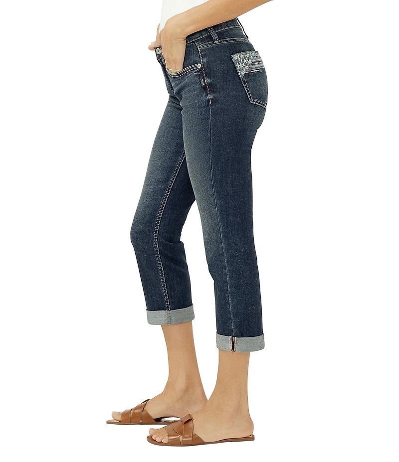 Silver Jeans Co. Suki Mid Rise Curvy Fit Americana Luxe Stretch Capri Jeans