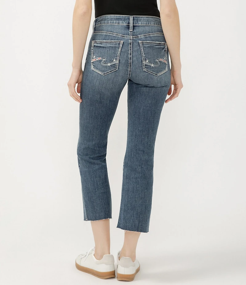 Silver Jeans Co. Suki Mid Rise Curvy Fit Flare Cropped Jeans