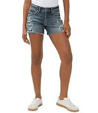 Silver Jeans Co. Suki Mid Rise Distressed Americana Curvy Fit Shorts