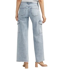 Silver Jeans Co. Suki Mid Rise Low Stretch Curvy-Fit Wide-Leg Cargo Jeans