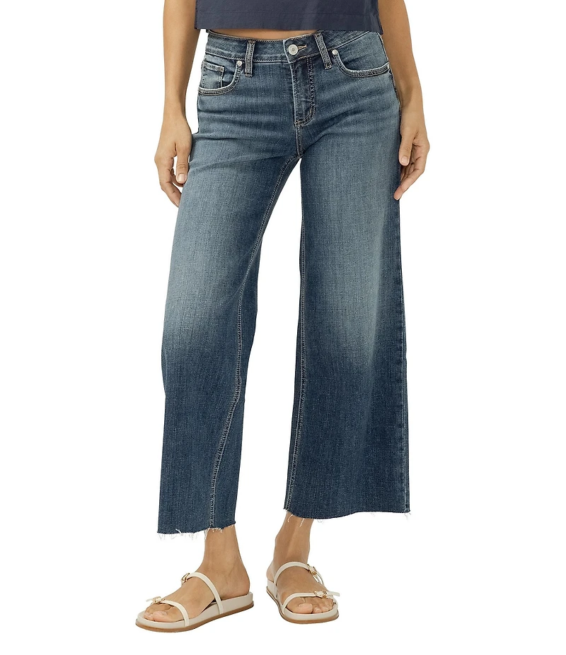 Silver Jeans Co. Suki Mid Rise Wide Leg Americana Cropped Jeans