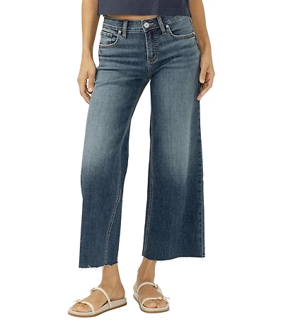 Silver Jeans Co. Suki Mid Rise Wide Leg Americana Cropped Jeans