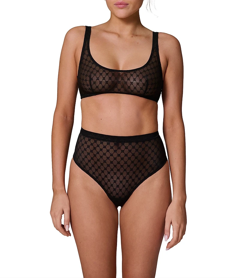 Simone Perele Plume Geo Lace Low Control High-Waisted Shaper Thong Panty