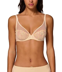 Simone Perele Unlined Sheer Embroidered Plunge Bra