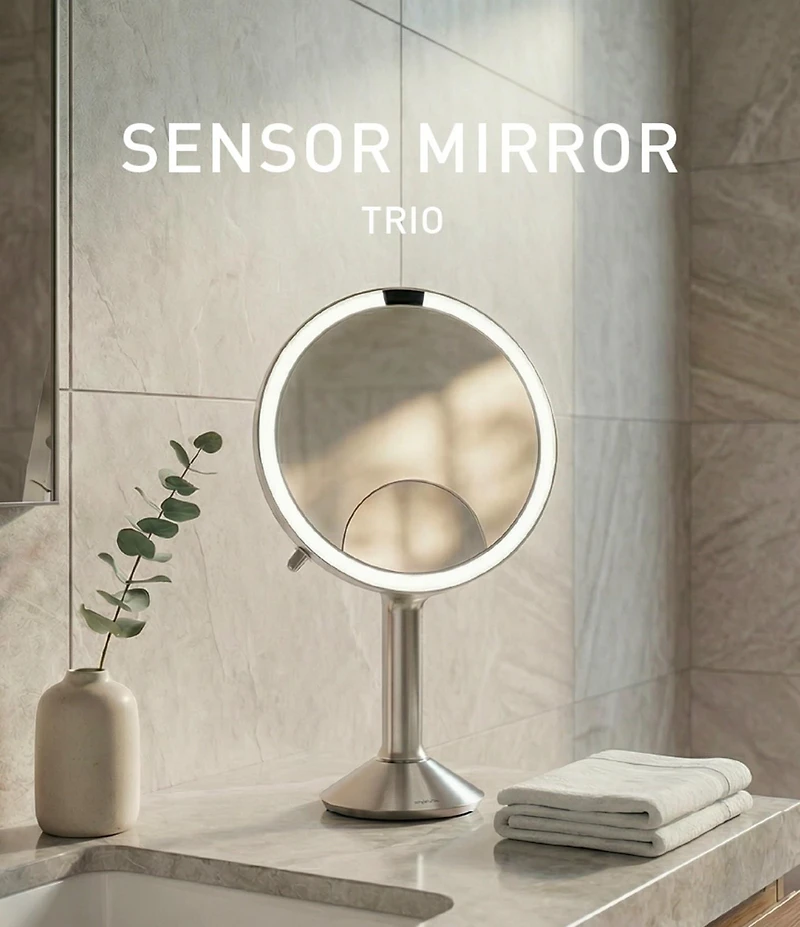 simplehuman Sensor Trio Magnification Brushed Steel Mirror
