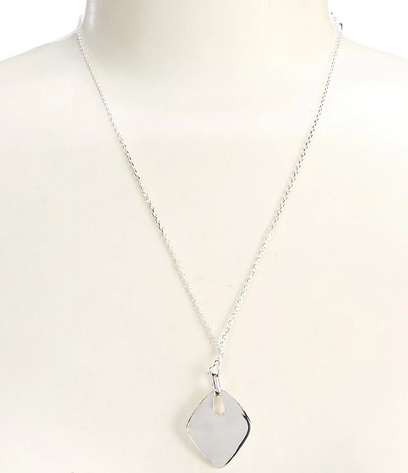 Simplicity Diamond Polished Metal Short Pendant Necklace