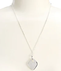 Simplicity Diamond Polished Metal Short Pendant Necklace