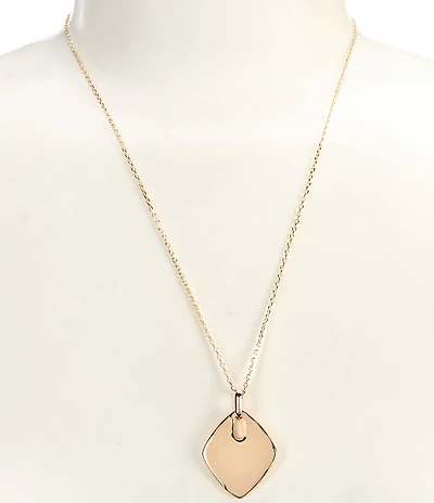 Simplicity Diamond Polished Metal Short Pendant Necklace
