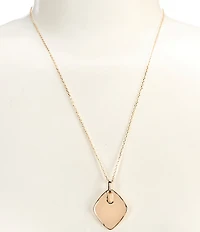 Simplicity Diamond Polished Metal Short Pendant Necklace