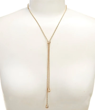 Simplicity Double Teardrop Snake Chain Adjustable Y Necklace