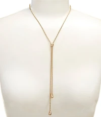 Simplicity Double Teardrop Snake Chain Adjustable Y Necklace