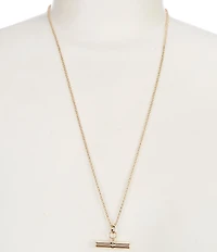 Simplicity Horizontal Polished Metal Bar Drop Long Pendant Necklace