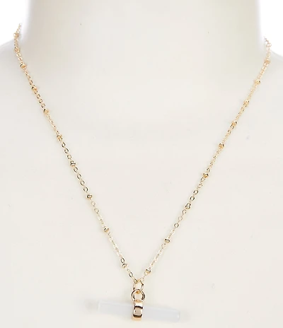 Simplicity Horizontal Translucent White Bar Drop Short Pendant Necklace