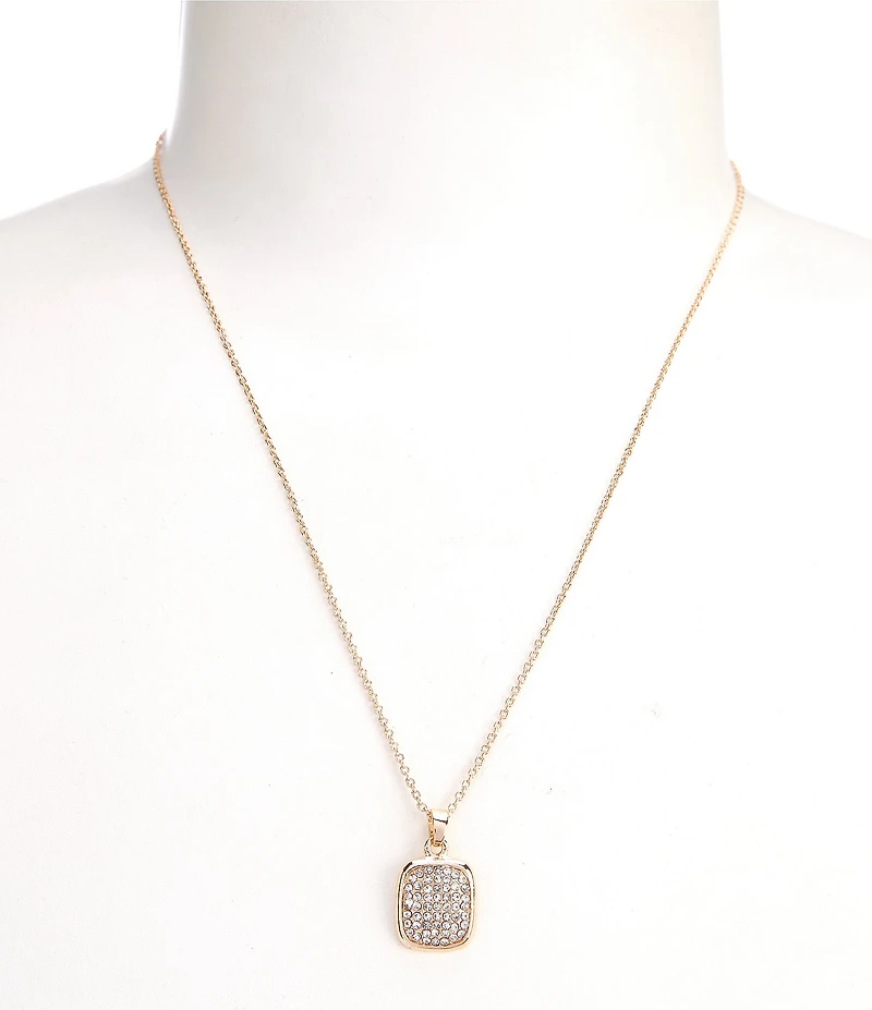 Simplicity Pave Square Short Pendant Necklace