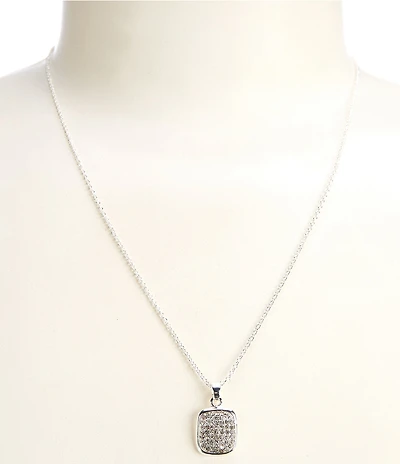 Simplicity Pave Square Short Pendant Necklace