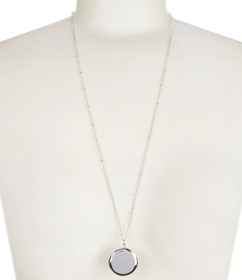Simplicity Polished Round Locket Long Pendant Necklace
