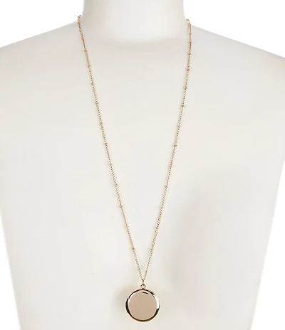 Simplicity Polished Round Locket Long Pendant Necklace