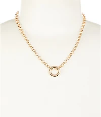 Simplicity Round Open Ring Charm Short Chain Short Pendant Necklace