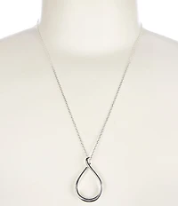 Simplicity Teardrop Polished Open Metal Long Pendant Necklace