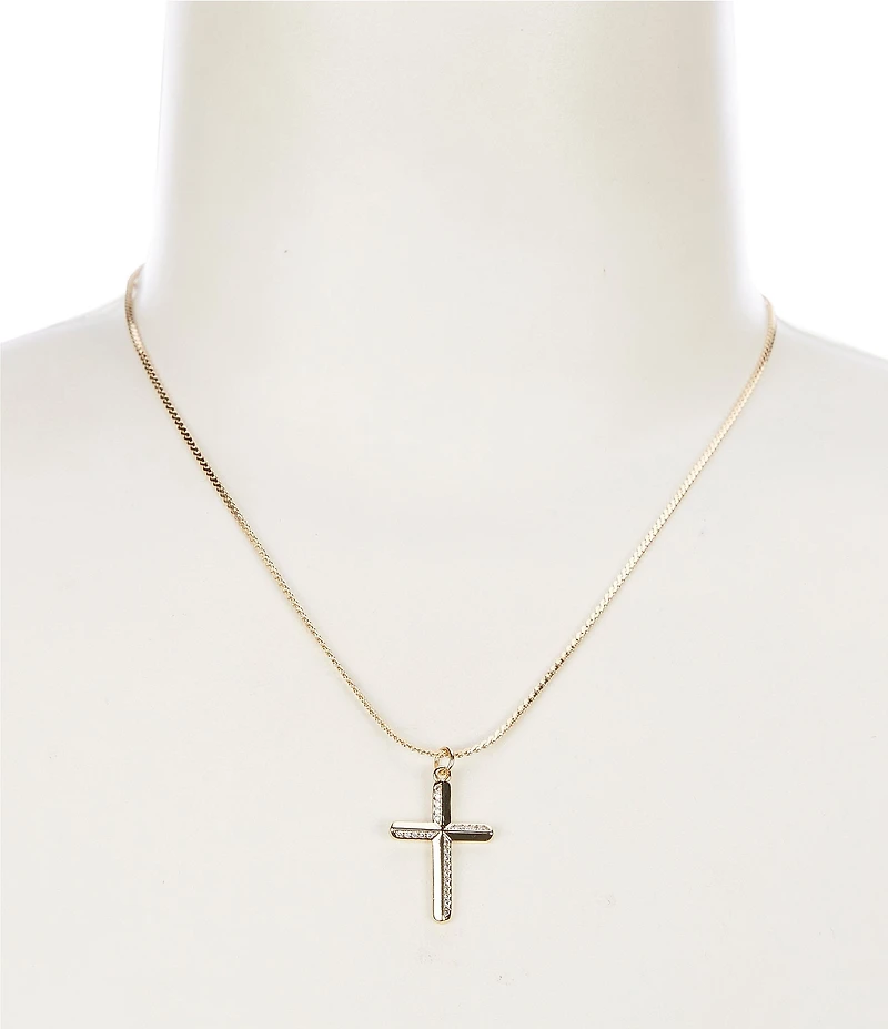 Simplicity Textured Cross Short Pendant Necklace