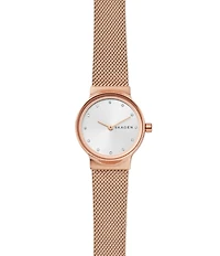 Skagen Freja Rose Gold Tone Steel-Mesh Watch