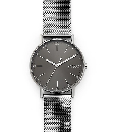 Skagen Signature Three-Hand Gray Steel-Mesh Watch