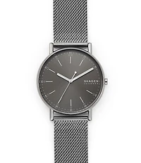 Skagen Signature Three-Hand Gray Steel-Mesh Watch