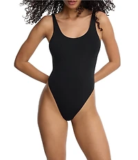 Skarlett Blue Insider Scoop Neck Matte Jersey Sleeveless Bodysuit