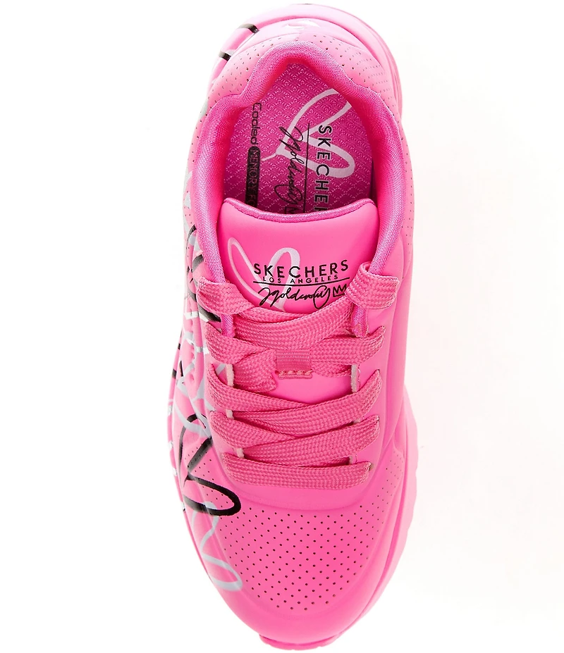 Skechers Girls' X J Goldcrown-Uno Lite Metallic Love Machine Washable Sneakers (Youth)