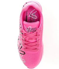 Skechers Girls' X JGoldCrown-Uno Lite Metallic Love Machine Washable Sneakers (Toddler)