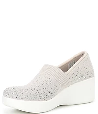 Skechers x Martha Stewart Pier-Lite Reflection Rhinestone Slip On Wedge Sneakers