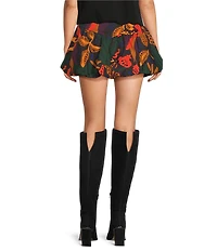 Skies Are Blue Abstract Print Poplin Bubble Mini Skirt