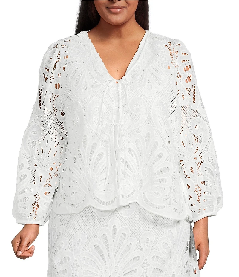 Skies Are Blue All Over Lace V-Neck Long Sleeve Cardigan