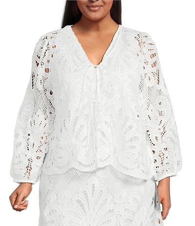 Skies Are Blue All Over Lace V-Neck Long Sleeve Cardigan