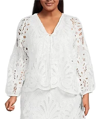 Skies Are Blue All Over Lace V-Neck Long Sleeve Cardigan