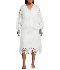 Skies Are Blue All Over Lace V-Neck Long Sleeve Cardigan