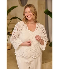 Skies Are Blue All Over Lace V-Neck Long Sleeve Cardigan