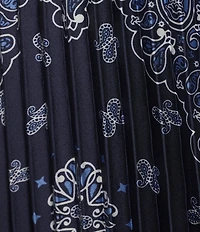 Skies Are Blue Bandana Print V-Neck Sleeveless Pleated Maxi Dress