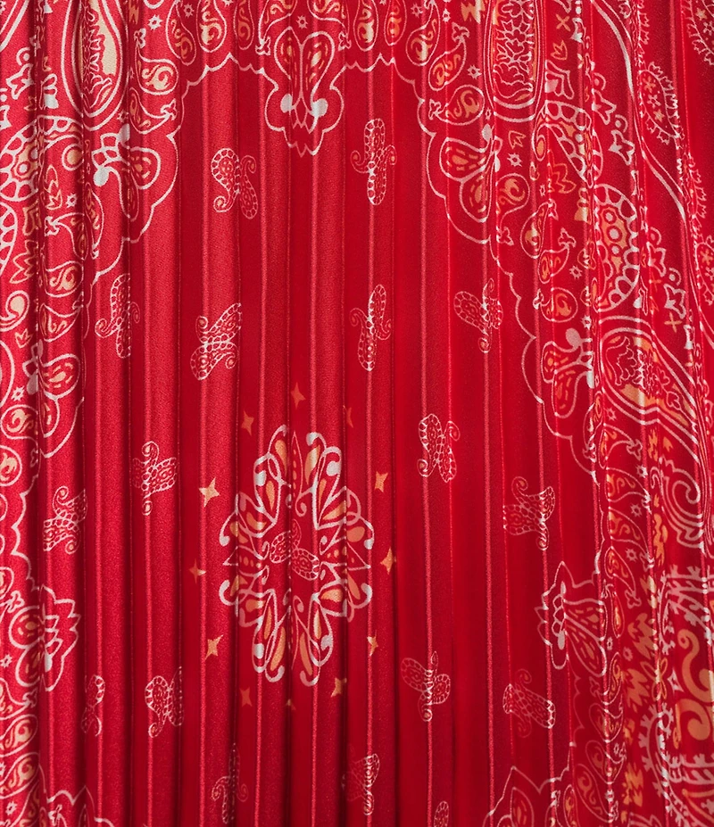 Skies Are Blue Bandana Print V-Neck Sleeveless Pleated Maxi Dress